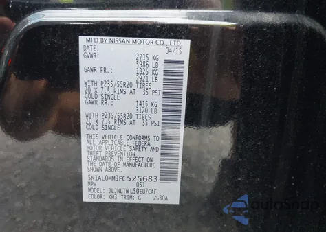 2015 Infiniti Qx60 z USA, uszkodzony, nr VIN 5N1AL0MM9FC525683